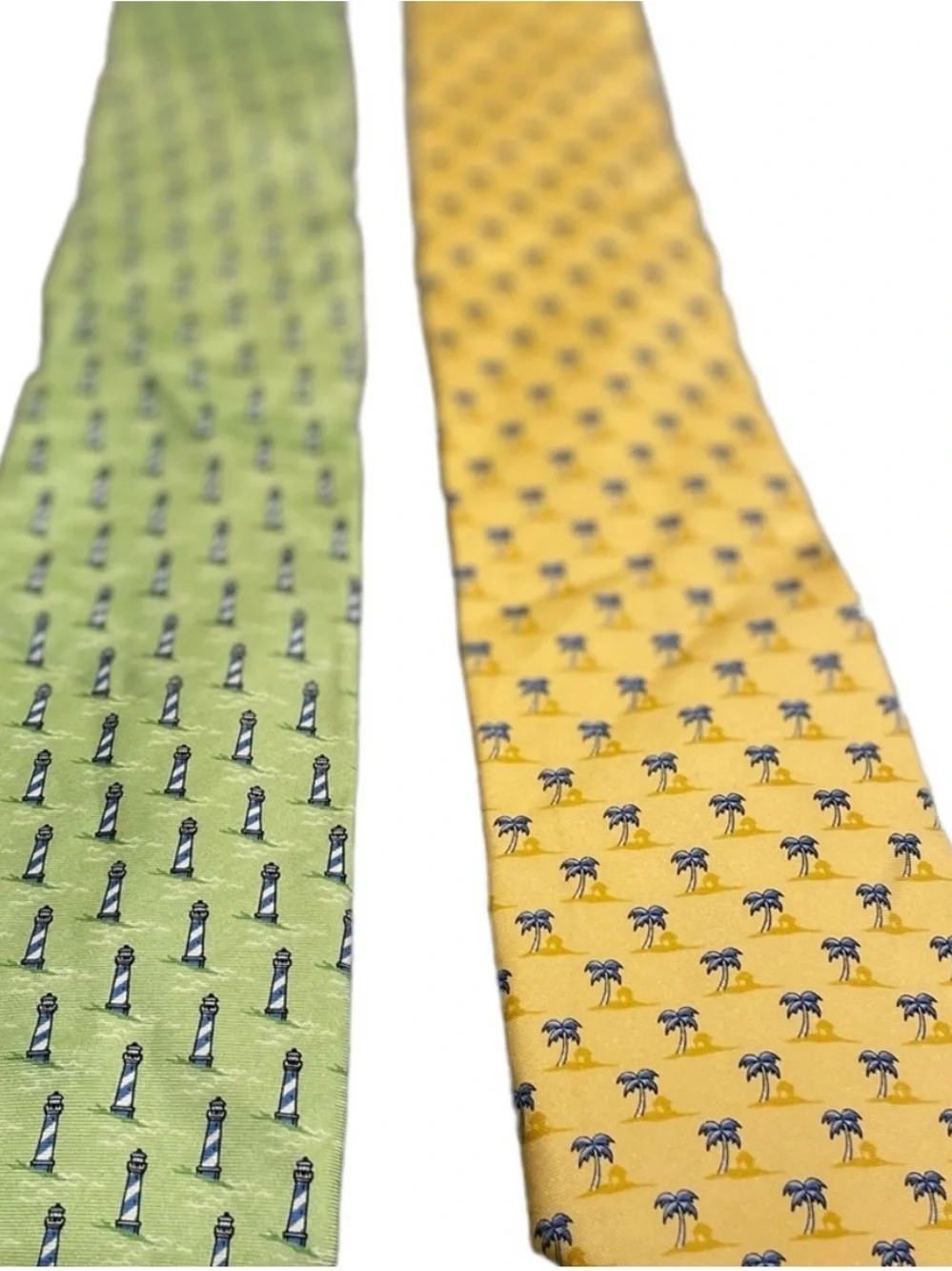 IZOD 100% Silk Novelty Necktie Lot of 2 Lighthouse & Palm Tree Print Ties